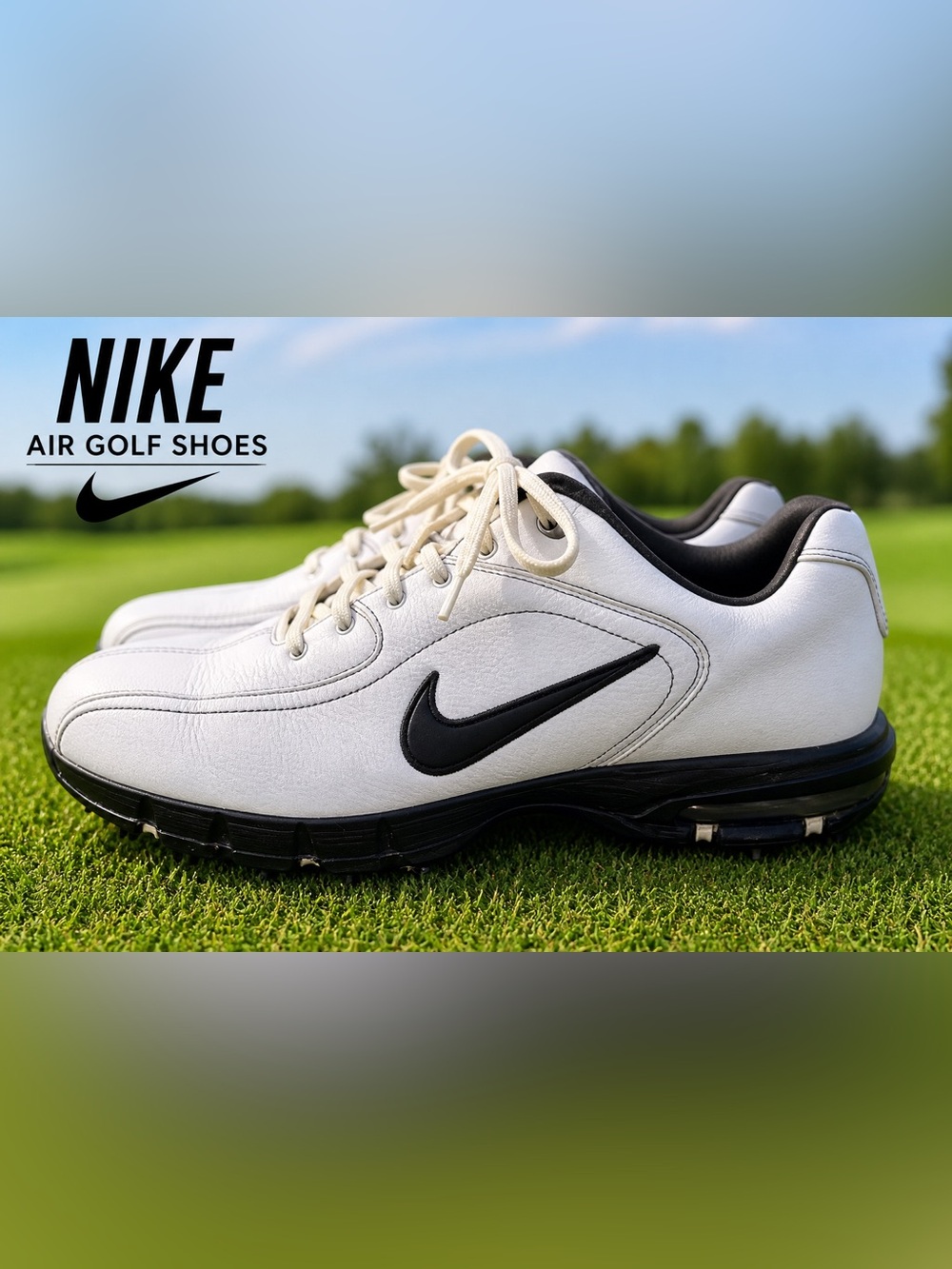 Nike White and Black Men's Air Golf Athletic Shoes